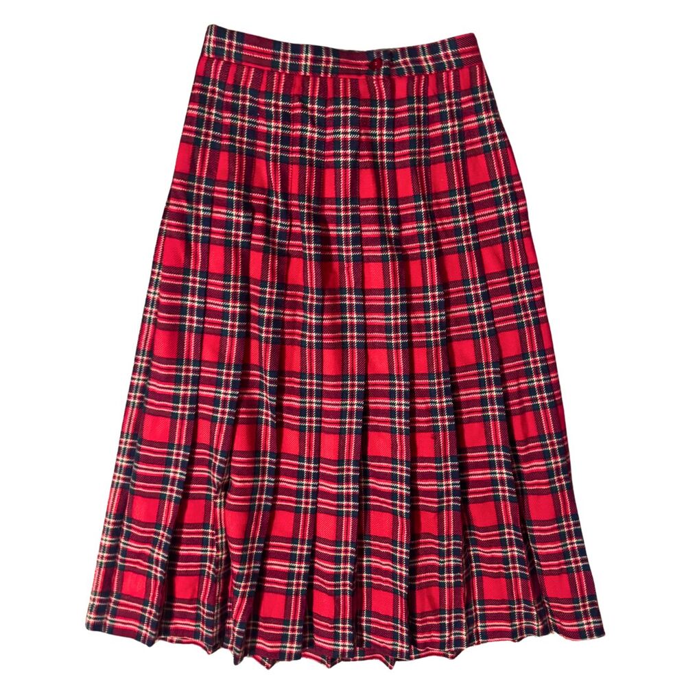 Vintage 90s Red Plaid Grunge Punk Academia Alt Preppy Pleated Maxi Skirt 6P XS